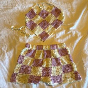 Crochet checkered festival set